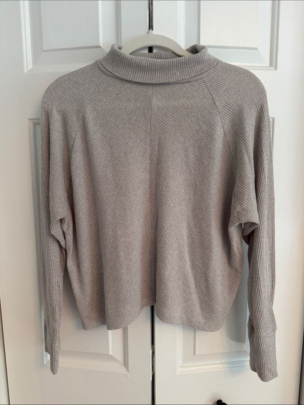 Express Light Gray Ribbed Funnel Neck Sweater